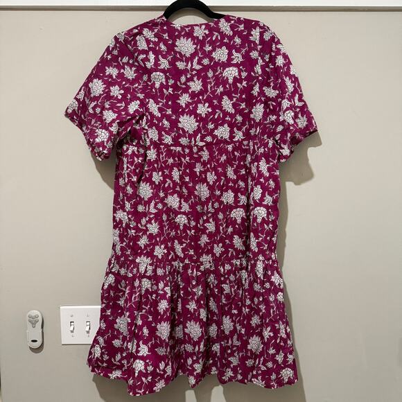 Emerson Fry Tomas Love Isla Boho Peasant Shift Mini Dress Sangria Park Print - Picture 3 of 6